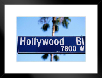 Hollywood Boulevard Street Sign Close Up Los Angeles California Photo Matted Framed Art Print Wall Decor 26x20 inch