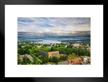 University of Washington UW UDub Seattle Aerial View Photo Matted Framed Art Print Wall Decor 26x20 inch