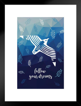 Follow Your Dreams Flying Girl on Eagle Inspirational Matted Framed Art Wall Decor 20x26