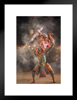 Khon Thai Performing Art of Ramayana Story Dancing Photo Matted Framed Art Print Wall Decor 20x26 inch