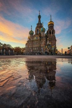 Laminated Church of the Savior Spilled Blood St Petersburg Reflection Photo Art Print Poster Dry Erase Sign 12x18