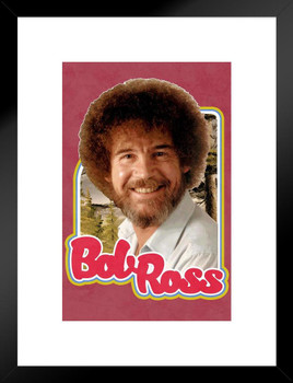 Bob Ross Retro Portrait Red Bob Ross Poster Bob Ross Collection Bob Art Painting Happy Accidents Motivational Poster Funny Bob Ross Afro and Beard Matted Framed Art Wall Decor 20x26