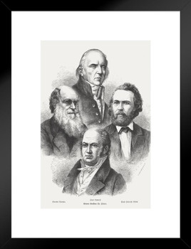 Proponents of Darwinism Charles Darwin 1873 Engraving Matted Framed Art Print Wall Decor 20x26 inch