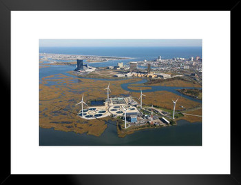 New Jersey Wind Energy and Water Treatment Plant Photo Matted Framed Art Print Wall Decor 26x20 inch