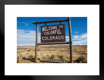 Welcome to Colorado Roadside Sign Photo Matted Framed Art Print Wall Decor 26x20 inch