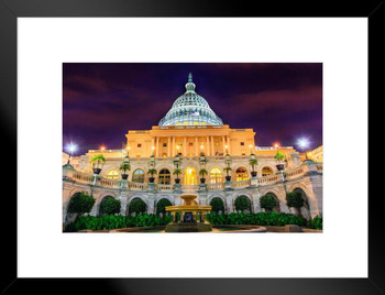 United States Capitol Illuminated Washington DC Photo Matted Framed Art Print Wall Decor 26x20 inch