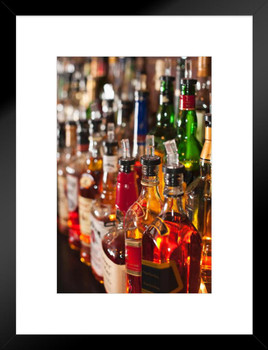 Choices Bottles of Liquor Whiskey Bourbon Sitting on a Shelf Photo Matted Framed Art Print Wall Decor 20x26 inch