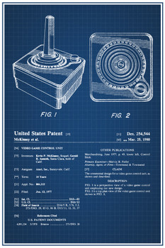 Joystick Video Game Gaming Official Patent Blueprint Cool Wall Decor Art Print Poster 12x18