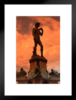Statue of David in Michelangelo Square Florence Photo Matted Framed Art Print Wall Decor 20x26 inch