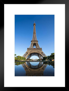 Reflection Eiffel Tower Paris France Photo Matted Framed Art Print Wall Decor 20x26 inch