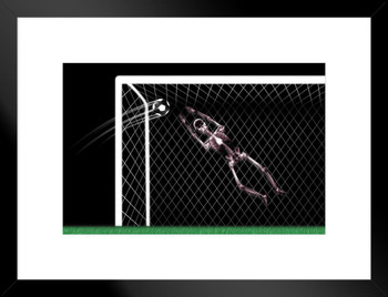 Skeleton Goalie in Soccer Match X Ray Photo Matted Framed Art Print Wall Decor 26x20 inch
