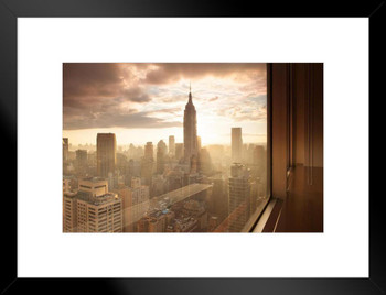 Window to the City Manhattan New York City NYC Photo Matted Framed Art Print Wall Decor 26x20 inch