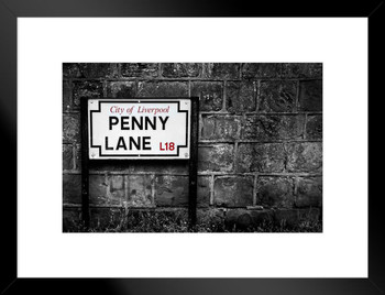 Penny Lane City of Liverpool England Street Sign Photo Matted Framed Art Print Wall Decor 26x20 inch