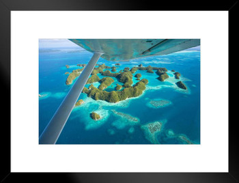 Aerial View 70 Islands of the Republic of Palau Photo Photograph Beach Sunset Palm Landscape Pictures Ocean Scenic Scenery Tropical Nature Photography Paradise Matted Framed Art Wall Decor 26x20