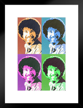 Bob Ross Pop Art Style Art Print Painting Bob Ross Poster Bob Ross Collection Bob Art Painting Happy Accidents Motivational Poster Funny Bob Ross Afro and Beard Matted Framed Art Wall Decor 20x26