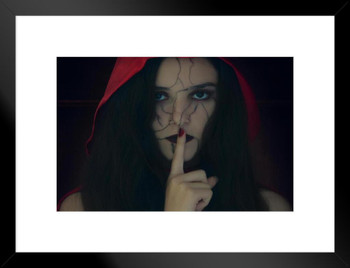 Girl with Finger on Lips Gothic Style Fantasy Photo Matted Framed Art Print Wall Decor 26x20 inch