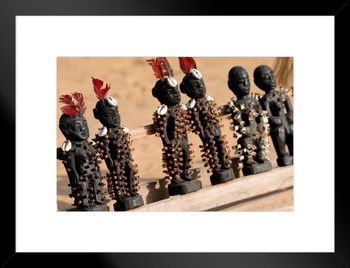 African Voodoo Dolls Nkisis Efigies Spirit Souls In A Row Photo Matted Framed Art Print Wall Decor 26x20 inch