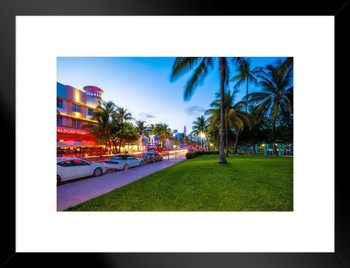 Art Deco District South Beach Miami Florida Photo Matted Framed Art Print Wall Decor 26x20 inch
