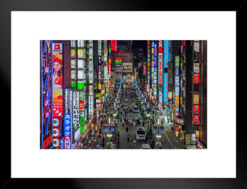 Kabukicho Lights Shinjuku District Tokyo Japan Photo Art Print Matted Framed Wall Art 26x20 inch