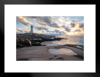 Peggys Point Lighthouse Peggys Cove Nova Scotia Photo Matted Framed Art Print Wall Decor 26x20 inch