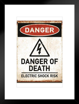 Danger High Voltage Danger of Death Electric Shock Warning Sign Matted Framed Wall Art Print 20x26 inch