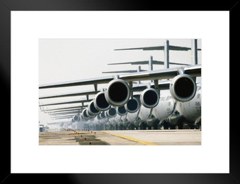 Row of C17 Globemaster III Planes on Runway Photo Photograph Matted Framed Art Wall Decor 26x20