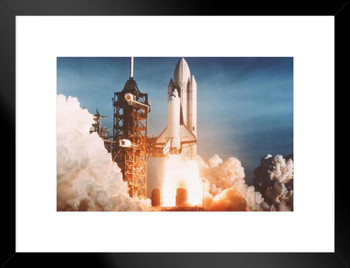 Space Shuttle Launch Take Off Photo Matted Framed Art Print Wall Decor 26x20 inch