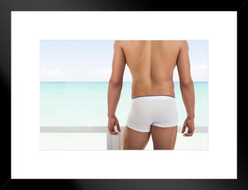Hot Guy Wearing White Wnderwear Photo Matted Framed Art Print Wall Decor 26x20 inch