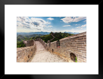 Cloudy Sky Above the Great Wall of China Photo Matted Framed Art Print Wall Decor 26x20 inch