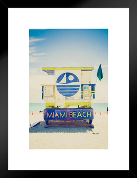 Lifeguard Tower South Beach Miami Florida Photo Matted Framed Art Print Wall Decor 20x26 inch