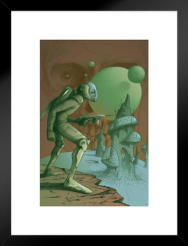 Vintage Science Fiction Captain Dandy and Mars Revenge Matted Framed Art Print Wall Decor 20x26 inch