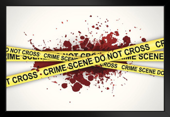 Crime Scene Do Not Cross Blood Splattered Matted Framed Art Print Wall Decor 26x20 inch