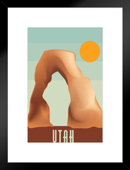 Retro Style Arches National Park Utah Travel Matted Framed Art Print Wall Decor 20x26 inch