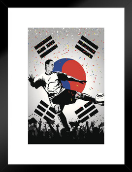 South Korea Soccer National Team Sports Matted Framed Art Print Wall Decor 20x26 inch