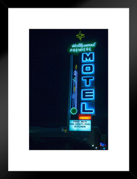 Hollywood Premiere Motel Neon Sign Los Angeles Photo Matted Framed Art Print Wall Decor 20x26 inch