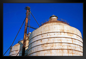 Weathered Grain Silos in Waco Texas Photo Matted Framed Art Print Wall Decor 26x20 inch