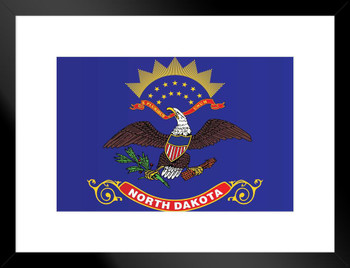 North Dakota State Flag Bismarck Fargo State Flag Education Patriotic Posters American Flag Poster of Flags for Wall Decor Flags Poster US Matted Framed Art Wall Decor 20x26