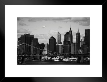 Space Shuttle Enterprise Flying Over New York NYC Photo Matted Framed Art Print Wall Decor 26x20 inch
