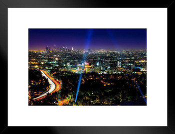 The Blue Hour Hollywood California Skyline Photo Matted Framed Art Print Wall Decor 26x20 inch