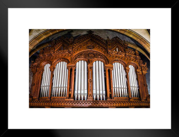 Beautiful Old Pipe Organ in Medieval Cathedral Andlau France Photo Matted Framed Art Print Wall Decor 26x20 inch