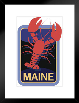Maine Lobster Retro Travel Sticker Cool Shellfish Poster Aquatic Wall Decor Fish Pictures Wall Art Underwater Picture of Fish for Wall Wildlife Reef Poster Matted Framed Art Wall Decor 20x26