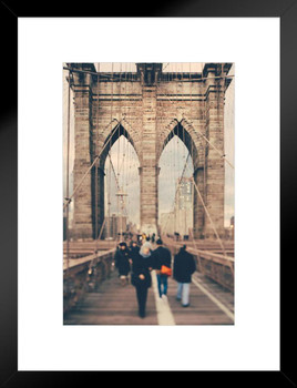 Brooklyn Bridge New York City Vintage Photo Matted Framed Art Print Wall Decor 20x26 inch