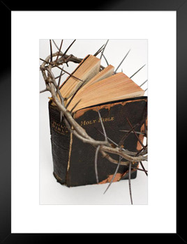 Crown of Thorns Holy Bible Matted Framed Art Print Wall Decor 20x26 inch