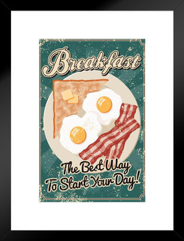 Breakfast The Best Way to Start the Day Vintage Matted Framed Art Print Wall Decor 20x26 inch