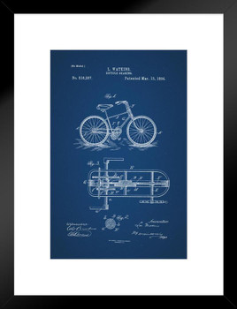 Bicycle Gearing Official Patent Blueprint Matted Framed Wall Art Print 20x26 inch