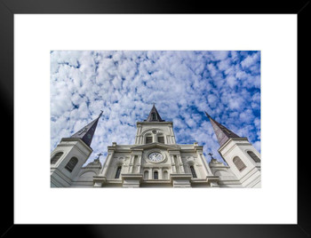 Clouds over Saint Louis Cathedral New Orleans Photo Matted Framed Art Print Wall Decor 26x20 inch