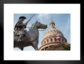 Terrys Texas Rangers Monument State Capitol Dome Photo Matted Framed Art Print Wall Decor 26x20 inch