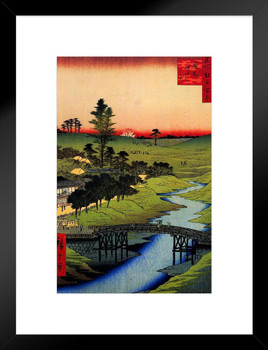 Utagawa Hiroshige Furukawa River In Hiroo Japanese Art Poster Traditional Japanese Wall Decor Hiroshige Woodblock Landscape Artwork Nature Asian Print Decor Matted Framed Art Wall Decor 20x26