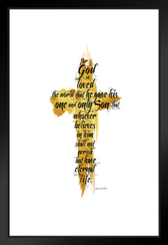 For God So Loved The World John 316 Inspirational Matted Framed Art Print Wall Decor 20x26 inch