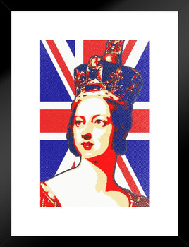 Queen Victoria Union Jack Flag Pop Matted Framed Art Print Wall Decor 20x26 inch